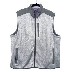 Vineyard Vines Mountain Sweater Performance Fleece Vest - Gray Heather XXL